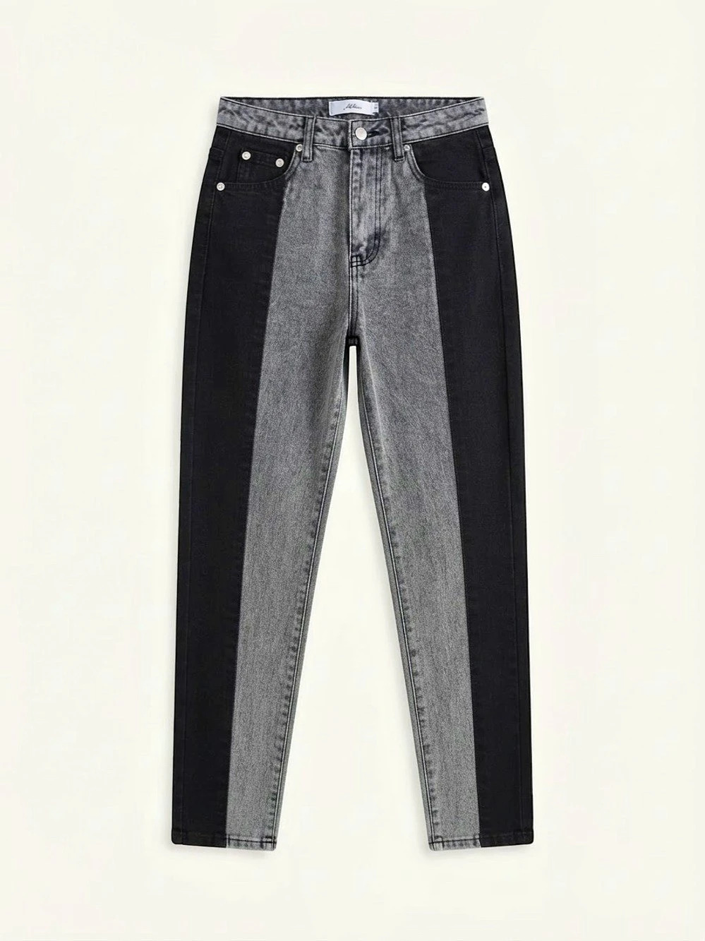 Adika Nori Color Block Mom Jeans Black Gray Acid Wash High Rise Size XS